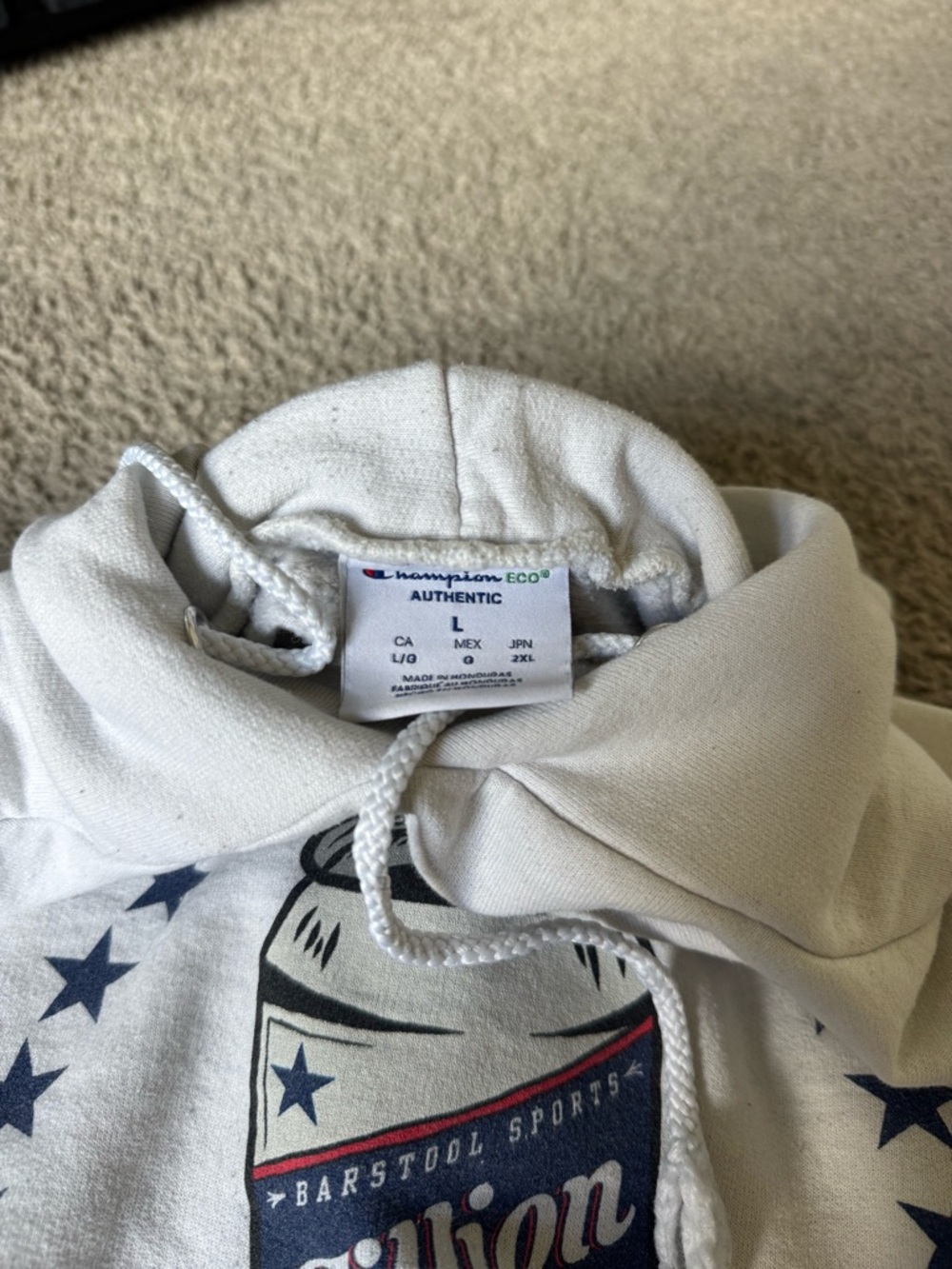 White Pullover Hoodie with Navy 'Zillion Beers' Can Graphic - Picture 4 of 5